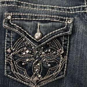 Y2K Women's Size 12 Embellished Bootcut Denim Jeans Western Glam Cowgirl Chic